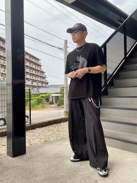 「ajouter flow（アジューテフロー）の【ajouter flow】wide straight slacks（スラックス）」を使った、クリパン7.12さん（メンズ・169cm・40代）の夏コーディネート