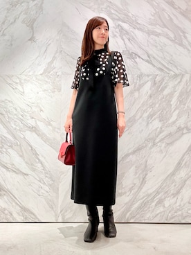 「秋服」｜「アイテム（ジャンパースカート）」を使った、Higashimori.sさん（レディース・164cm）の秋コーディネート