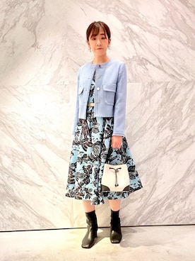 「ANAYI（アナイ）のアイテム（ノーカラージャケット）」を使った、Higashimori.sさん（レディース・164cm）の秋コーディネート