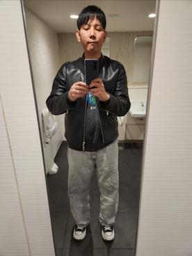 「SHIPS」｜「アイテム（ライダースジャケット）」を使った、shinn_akkunnさん（メンズ・180cm）の冬コーディネート