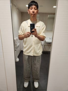 「NANO universe（ナノユニバース）のアイテム（シャツ/ブラウス、ホワイト系）」を使った、shinn_akkunnさん（メンズ・180cm）の春コーディネート