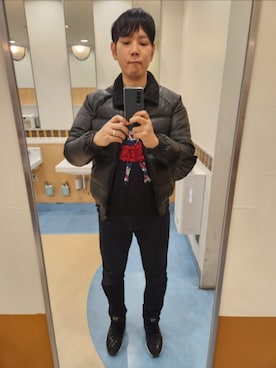 「Y-3（ワイスリー）のアイテム」を使った、shinn_akkunnさん（メンズ・180cm）の冬コーディネート