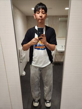 「URBAN RESEARCH DOORS（アーバンリサーチドアーズ）のアイテム（カーディガン/ボレロ、ブラック系）」を使った、shinn_akkunnさん（メンズ・180cm）の夏コーディネート