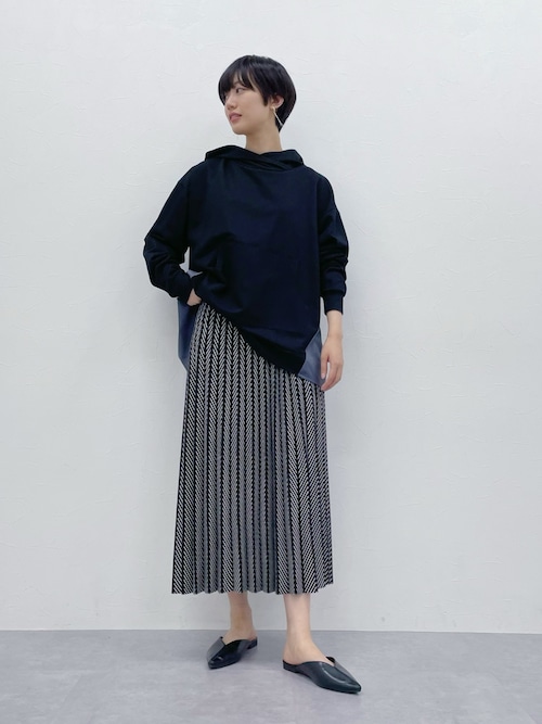 ヘリンボーン柄アコーディオンプリーツスカート ［Soiunique