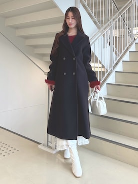 「アイテム（チェスターコート）」を使った、ayamoさん（レディース・165cm）の秋コーディネート