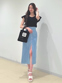 フロントZIPデニムナロースカート｜マーキュリーデュオ