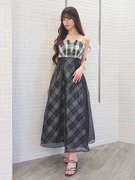 「MERCURYDUO（マーキュリーデュオ）の2WAYカップ付レースベアインナー（キャミソール、ブラック系）」を使った、ayamoさん（レディース・165cm）の春コーディネート