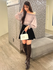 2WAYオフショルシャーリングクロプドブラウス｜マーキュリー