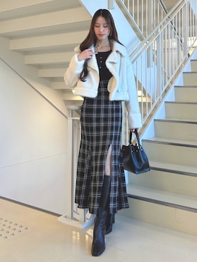 「アイテム（チューブトップ）」を使った、ayamoさん（レディース・165cm）の秋コーディネート