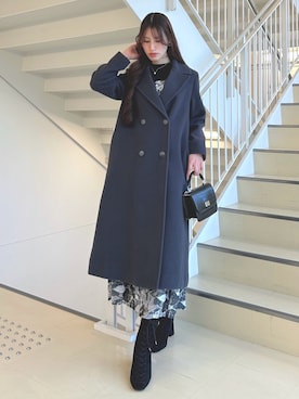 「アイテム（チェスターコート）」を使った、ayamoさん（レディース・165cm）の秋コーディネート