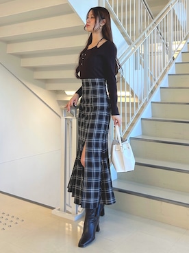 「アイテム（チューブトップ）」を使った、ayamoさん（レディース・165cm）の秋コーディネート