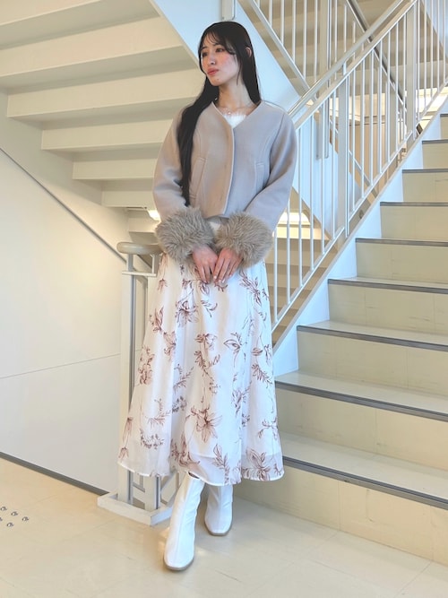 セール】花柄オフショルニットドッキングワンピース（ワンピース