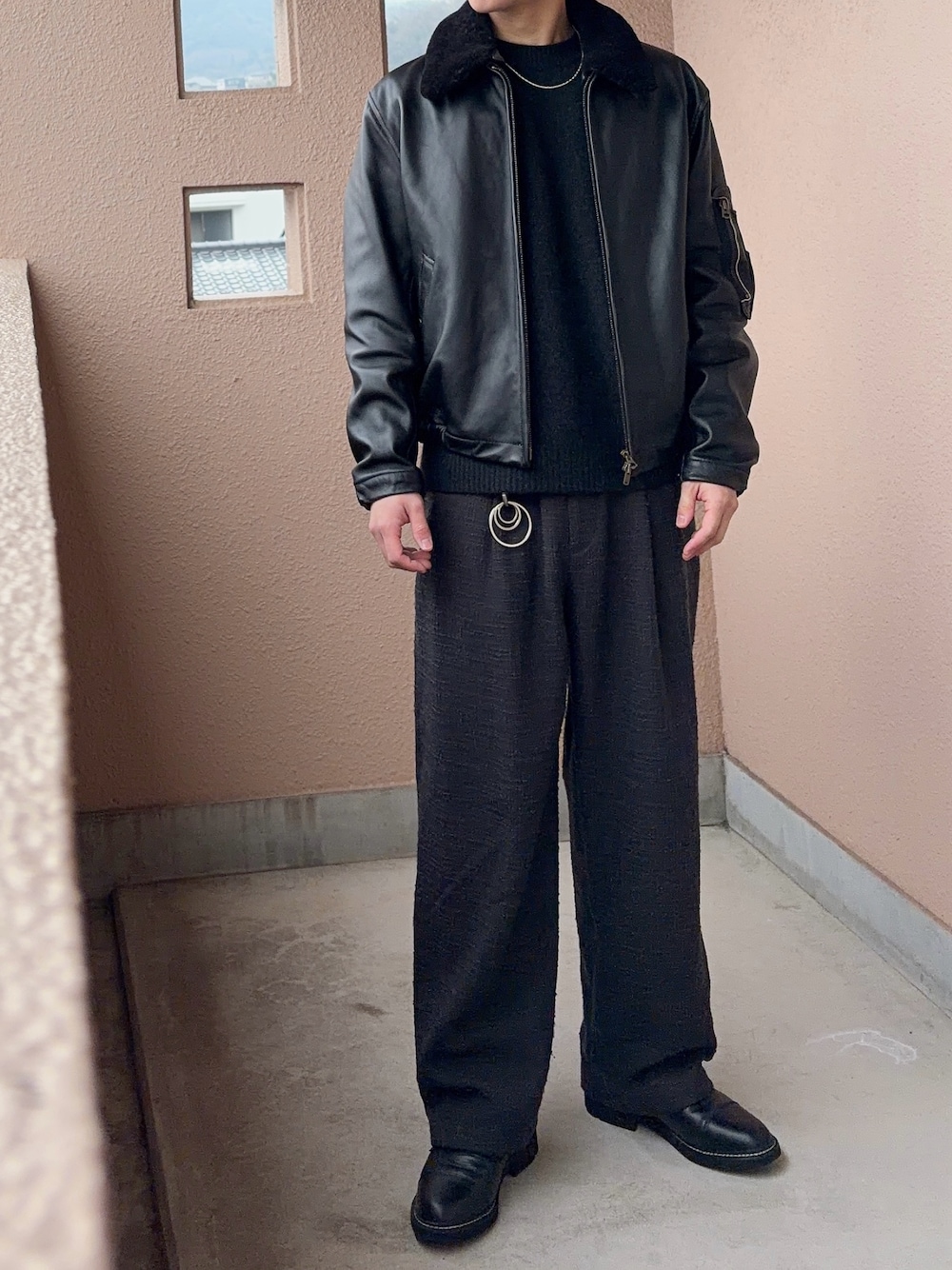 French Pilot Leather Jacketを使った人気ファッションコーディネート