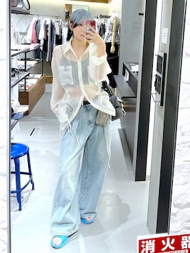 「シアートップス」｜「アイテム（財布/小物）」を使った、あちさん（レディース・168cm）の夏コーディネート