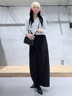 「PAGEBOY（ページボーイ）のミニボストンBAG（ボストンバッグ、ブラック系）」を使った、あちさん（レディース・168cm）の夏コーディネート