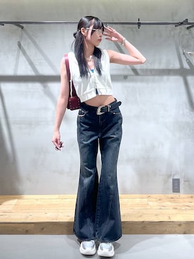 「アイテム（パーカー）」を使った、あちさん（レディース・168cm）の夏コーディネート