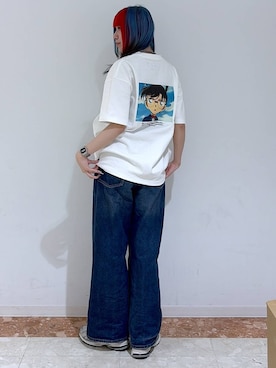 「PAGEBOY（ページボーイ）のモードバックルベルト3（ベルト、ブラック系）」を使った、あちさん（レディース・168cm）の春コーディネート