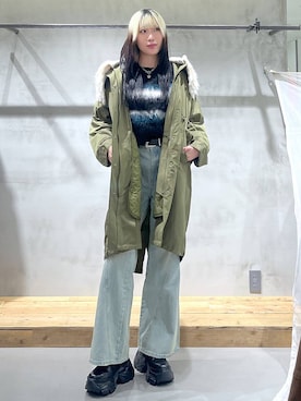 「アイテム（モッズコート）」を使った、あちさん（レディース・168cm）の冬コーディネート