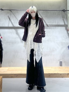 「アイテム（チュニック）」を使った、あちさん（レディース・168cm）の秋コーディネート