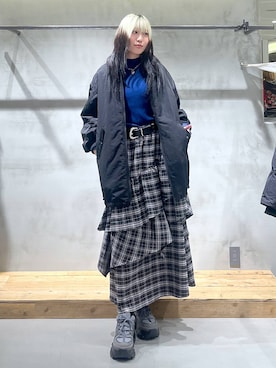 「PAGEBOY（ページボーイ）のモンスターパーカーコート【フード取り外し可能・軽量】（ブルゾン）」を使った、あちさん（レディース・168cm）の秋コーディネート