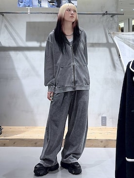 「PAGEBOY（ページボーイ）のレースアップソックスブーツ（ブーツ、ブラック系）」を使った、あちさん（レディース・168cm）の春コーディネート