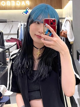 「アイテム（ノーカラージャケット、ブラック系）」を使った、あちさん（レディース・168cm）の夏コーディネート