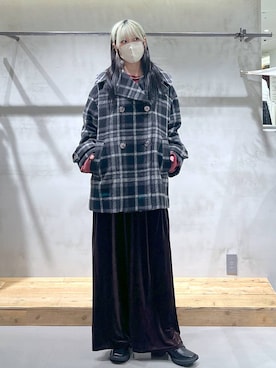 「アイテム（チェスターコート）」を使った、あちさん（レディース・168cm）の秋コーディネート