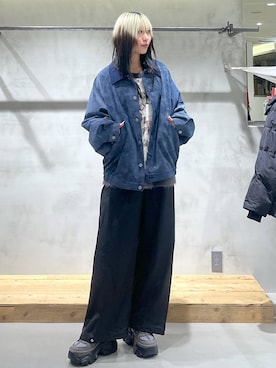 「PBLIM（ページボーイリム）の《UNISEX》ソフトスウェードブルゾン（ブルゾン）」を使った、あちさん（レディース・168cm）の秋コーディネート