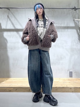 「アイテム（ニットキャップ/ビーニー）」を使った、あちさん（レディース・168cm・20代）の冬コーディネート