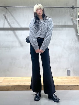 「PAGEBOY（ページボーイ）のアイテム（デニムパンツ）」を使った、あちさん（レディース・168cm）の冬コーディネート