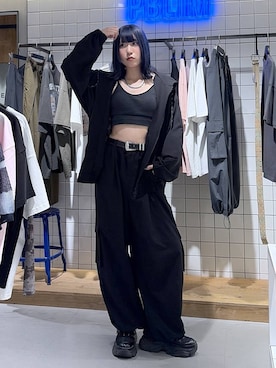 「PBLIM（ページボーイリム）の《UNISEX/AIR QUICK DRY/通気性/吸水速乾/UVカット》エアクイックドライパーカー（連帽外套、ブラック系）」を使った、あちさん（レディース・168cm）の夏コーディネート
