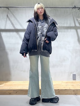 「PAGEBOY（ページボーイ）のアイテム（デニムパンツ）」を使った、あちさん（レディース・168cm）の冬コーディネート