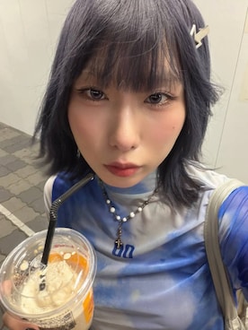 「HARE（ハレ）の【新世紀エヴァンゲリオン×HARE】シアーカットLS(HARE)（T恤、ホワイト系）」を使った、あちさん（レディース・168cm）の夏コーディネート