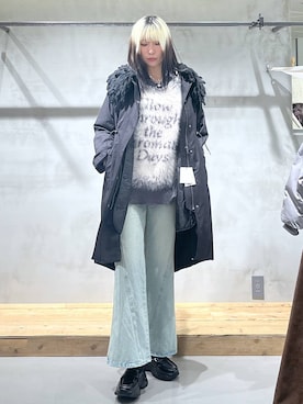 「アイテム（モッズコート）」を使った、あちさん（レディース・168cm）の冬コーディネート