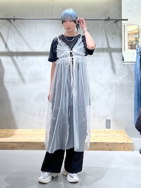 「チュールスカート」｜「アイテム（パンツ）」を使った、あちさん（レディース・168cm）の夏コーディネート