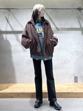 「アイテム（ブルゾン）」を使った、あちさん（レディース・168cm）の秋コーディネート