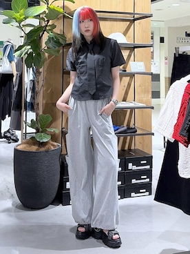 「PAGEBOY（ページボーイ）の≪S/M/Lの3サイズ展開≫ モードバックルスポサン（サンダル、グレー系）」を使った、あちさん（レディース・168cm）の夏コーディネート