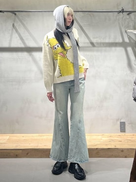 「PAGEBOY（ページボーイ）のアイテム（デニムパンツ）」を使った、あちさん（レディース・168cm）の冬コーディネート