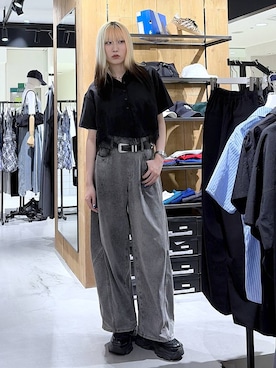 「PAGEBOY（ページボーイ）のプラットチャンキースニーカー（球鞋、ブラック系）」を使った、あちさん（レディース・168cm）の夏コーディネート