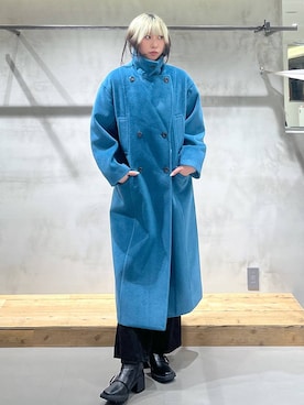 「アイテム（チェスターコート、グリーン系）」を使った、あちさん（レディース・168cm）の秋コーディネート