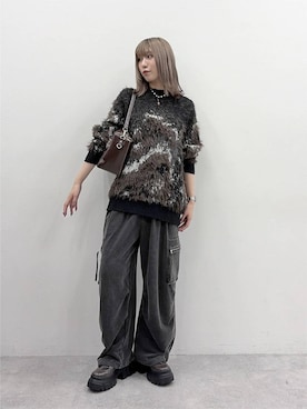 「PAGEBOY（ページボーイ）のレースアップトラックブーツ【ストレッチ/抗菌防臭/軽量/美脚】（ブーツ、グレー系）」を使った、あちさん（レディース・168cm）の秋コーディネート
