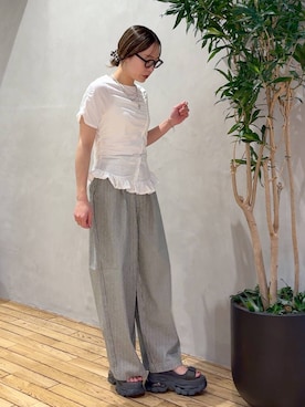 「JEANASIS（ジーナシス）のチャームヴィンテージチェーンネックレス/638258（ネックレス、シルバー系）」を使った、bychiiiiiidaさん（レディース・161cm）の夏コーディネート
