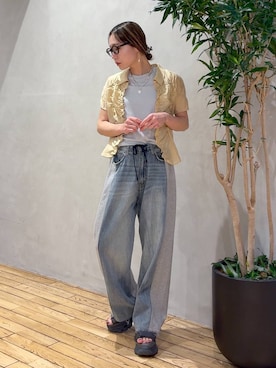 「JEANASIS（ジーナシス）のチャームヴィンテージチェーンネックレス/638258（ネックレス、シルバー系）」を使った、bychiiiiiidaさん（レディース・161cm）の夏コーディネート