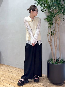 「JEANASIS（ジーナシス）のアイテム（パンツ）」を使った、bychiiiiiidaさん（レディース・161cm）の春コーディネート