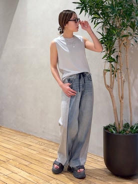 「JEANASIS（ジーナシス）のチャームヴィンテージチェーンネックレス/638258（ネックレス、シルバー系）」を使った、bychiiiiiidaさん（レディース・161cm）の夏コーディネート