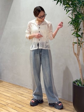 「JEANASIS（ジーナシス）のチャームヴィンテージチェーンネックレス/638258（ネックレス、シルバー系）」を使った、bychiiiiiidaさん（レディース・161cm）の夏コーディネート
