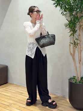 「JEANASIS（ジーナシス）のアイテム（パンツ）」を使った、bychiiiiiidaさん（レディース・161cm）の春コーディネート