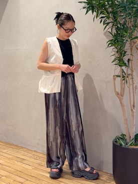 「JEANASIS（ジーナシス）のウェーブソールスニーカーサンダル/661914（サンダル、グレー系）」を使った、bychiiiiiidaさん（レディース・161cm）の夏コーディネート