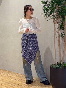 「JEANASIS（ジーナシス）のアイテム（パンツ）」を使った、bychiiiiiidaさん（レディース・161cm）の夏コーディネート