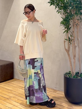 「JEANASIS（ジーナシス）の【選べる着丈】ヴィンテージミニウラケSS/666092（Tシャツ/カットソー）」を使った、bychiiiiiidaさん（レディース・161cm）の春コーディネート